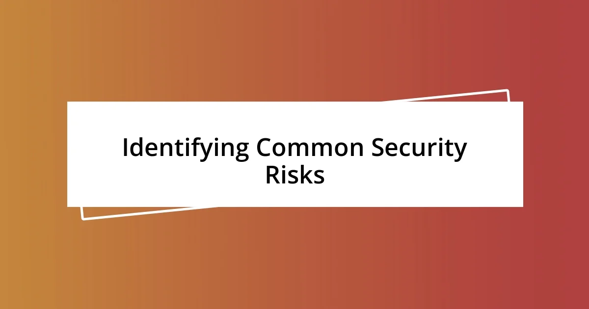 Identifying Common Security Risks