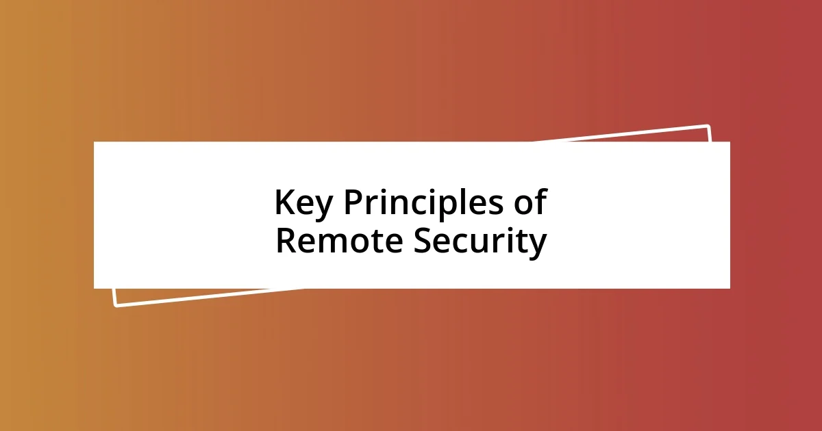 Key Principles of Remote Security