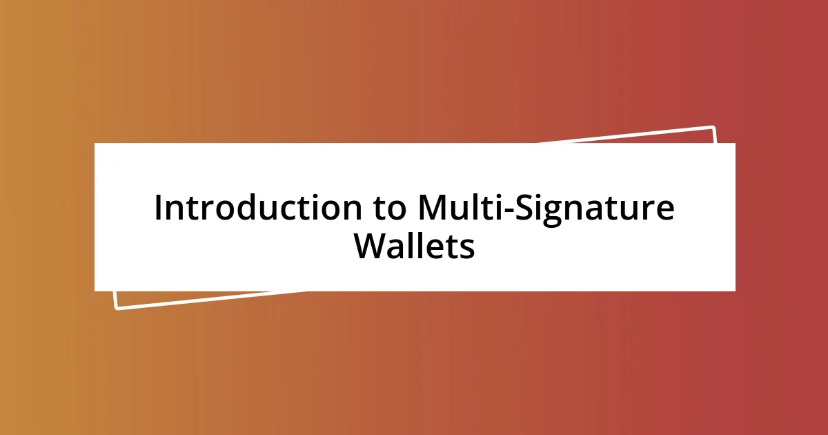 Introduction to Multi-Signature Wallets