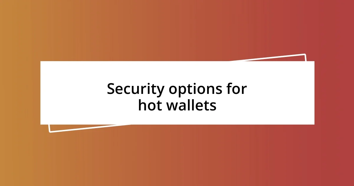 Security options for hot wallets