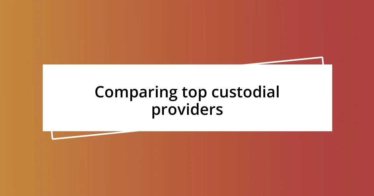 Comparing top custodial providers