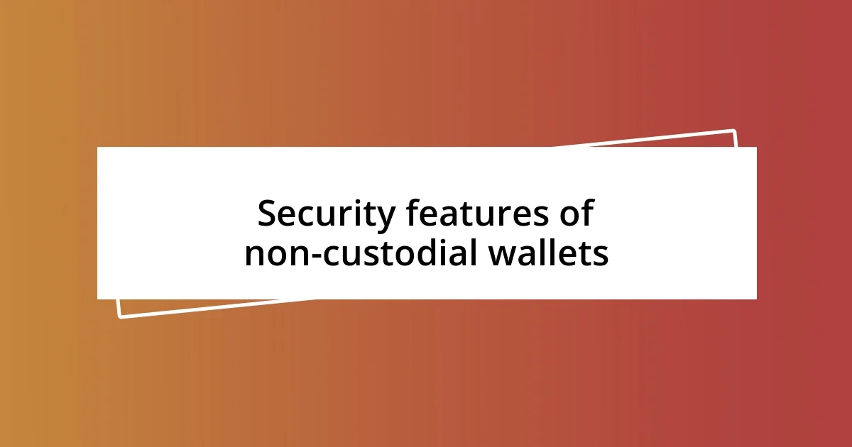 Security features of non-custodial wallets